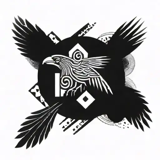 dayak, borneo, crow, abstract, iban, surreal, black, minimal tattoo design idea