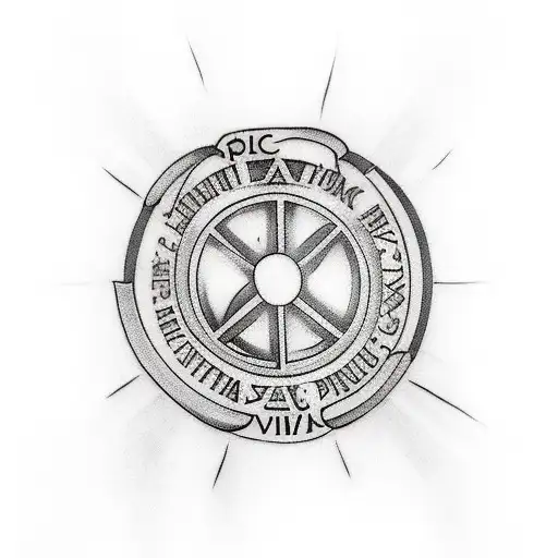 Design a tattoo incorporating the Latin text "Si vis pacem, para bellum" with symbols representing peace and war, all in tattoo design idea