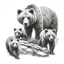 Momma bear and 3 cubs tattoo design idea