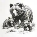 Momma bear and 3 cubs tattoo design idea