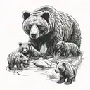 Momma bear and 3 cubs tattoo design idea