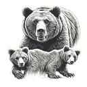 Momma bear and 3 cubs tattoo design idea
