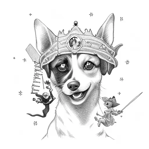 dog and little prince looking at Peter Pan and wendy tattoo design idea