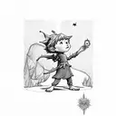 the little prince looking at Peter Pan and wendy tattoo design idea