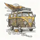vw bus parked tattoo design idea