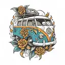 vw bus parked tattoo design idea