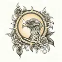 Big L with a small eclipse peeking on the background. tattoo design idea
