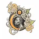 Big L with a small eclipse peeking on the background. tattoo design idea