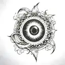 Big L with a small eclipse peeking on the background. tattoo design idea