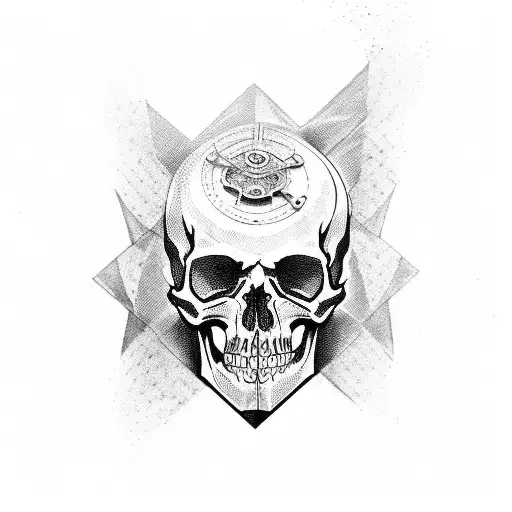 steampunk skull tattoo design idea