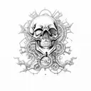 steampunk skull tattoo design idea