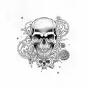 steampunk skull tattoo design idea