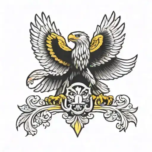 White polish eagle and yellow silesian eagle perched tattoo design idea