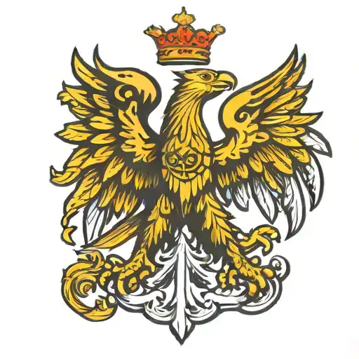 White Polish eagle and yellow Silesian eagle, coats of arms tattoo design idea