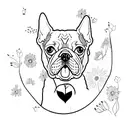 Boston terrier with wild flowers tattoo design idea