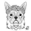 Boston terrier with wild flowers tattoo design idea