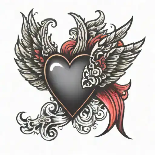 heart and wings tattoo design idea