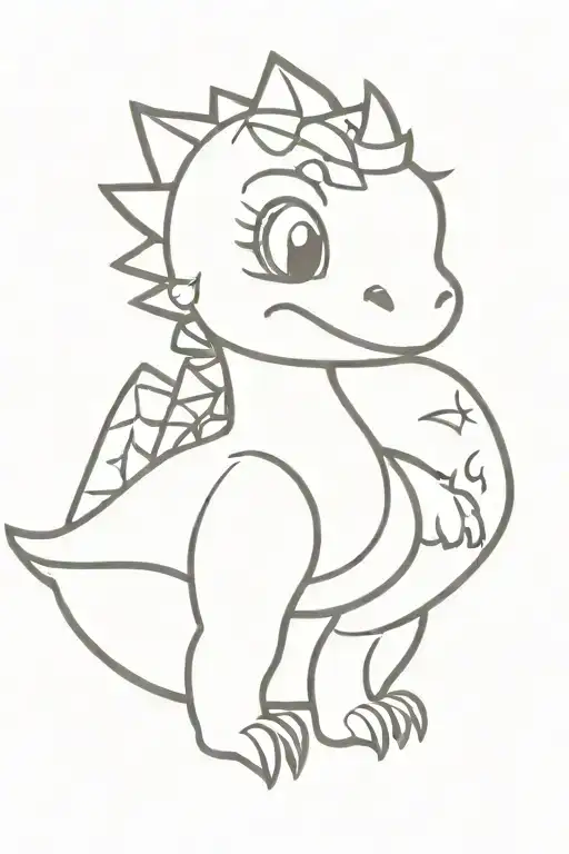 dinosaur princess tattoo design idea