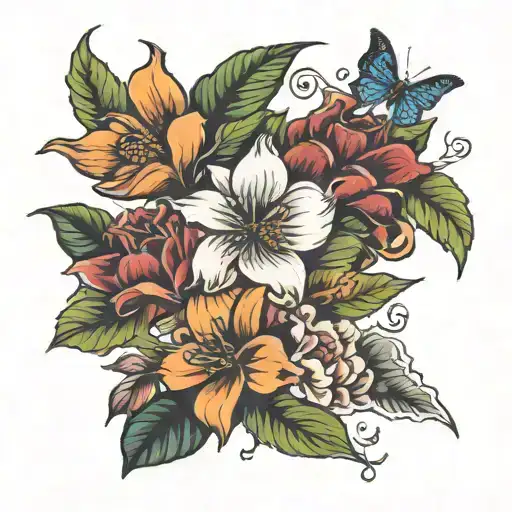 flower with names savana harper  tattoo design idea