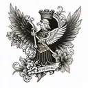 St Florian with floral patterns, Include family names: Amelia, Jude, Hunter, Bogey tattoo design idea