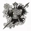 St Florian with floral patterns, Include family names: Amelia, Jude, Hunter, Bogey tattoo design idea