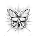 half butterfly half skull tattoo design idea