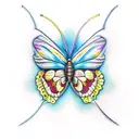 half butterfly half skull tattoo design idea