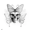 half butterfly half skull tattoo design idea