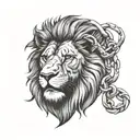 lion with broken chains  tattoo design idea