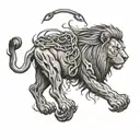 lion with broken chains  tattoo design idea