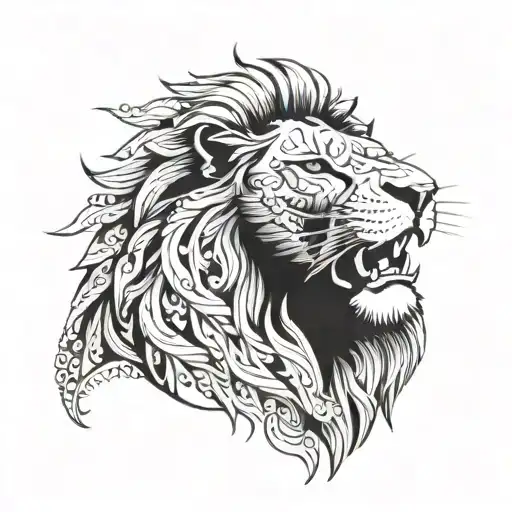 punjabi lion inspired using Roman numerals tattoo design idea