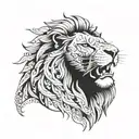 punjabi lion inspired using Roman numerals tattoo design idea
