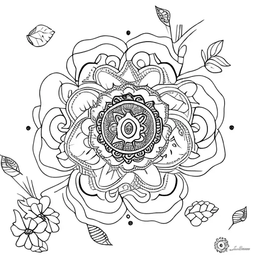 floral com borboleta e mandala tattoo design idea