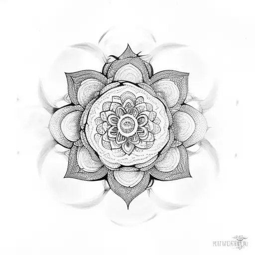 Flower com mandala com borboleta tattoo design idea