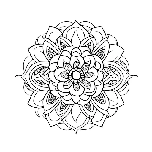 Flower com mandala  borboleta tattoo design idea