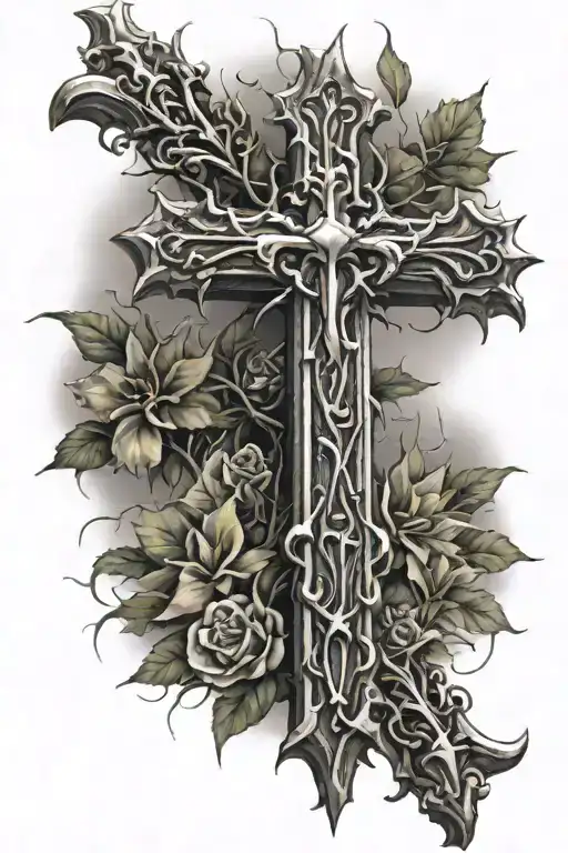 forearm tattoo christian cross with thorns tattoo design idea