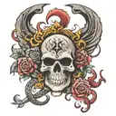 capital sin greed tattoo design idea