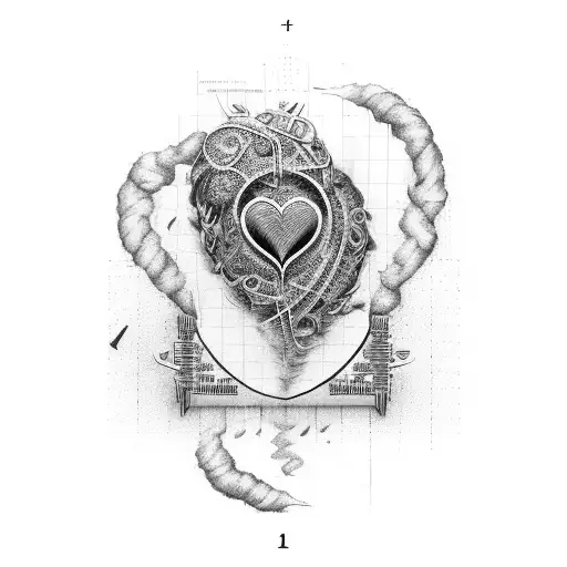 heartbeat with February 4th, 2024 in Roman numerals  tattoo design idea