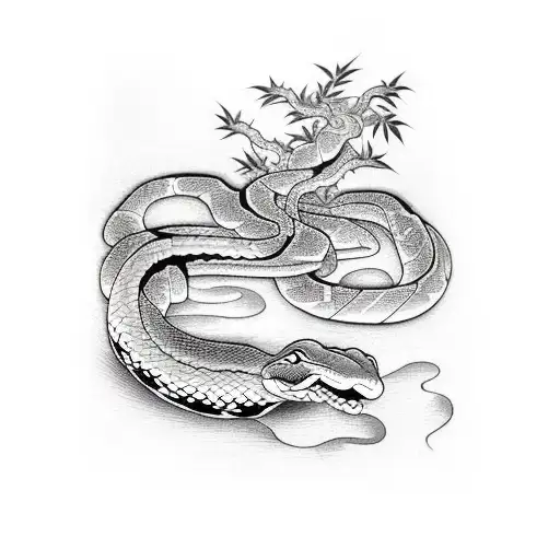 snake and plants  tattoo design idea