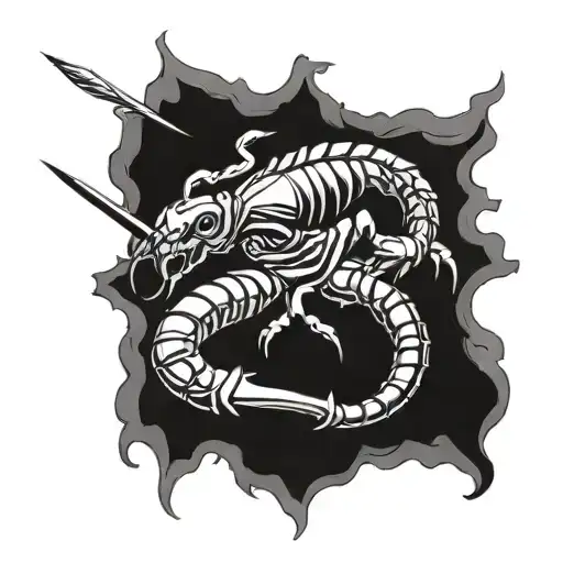 scorpion with a sword  tattoo design idea