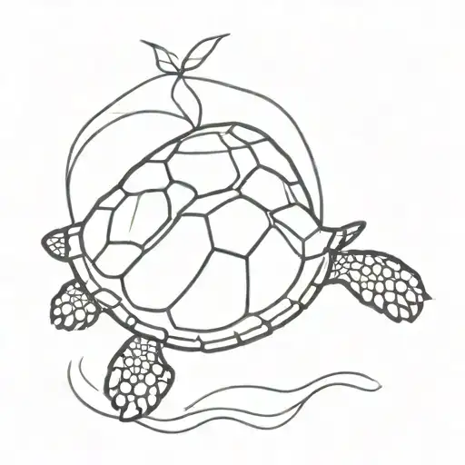 small turtle swimming tattoo design idea