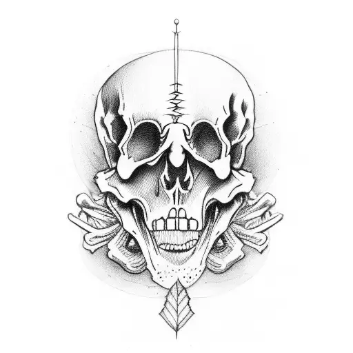 skeletons hugging red and black  tattoo design idea