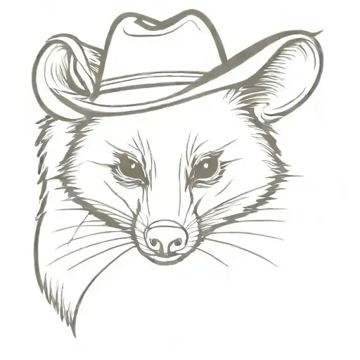opossum with a cowboy hat  tattoo design idea