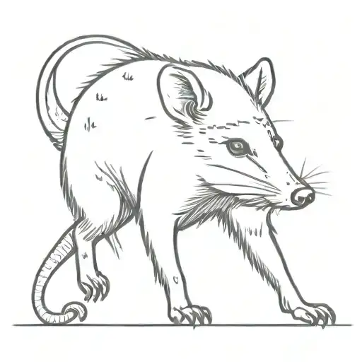 full body opossum with a cowboy hat  tattoo design idea