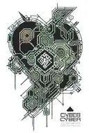 cyber with one little heart connected  tattoo design idea