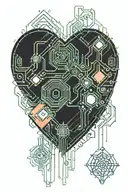 cyber with one little heart connected  tattoo design idea