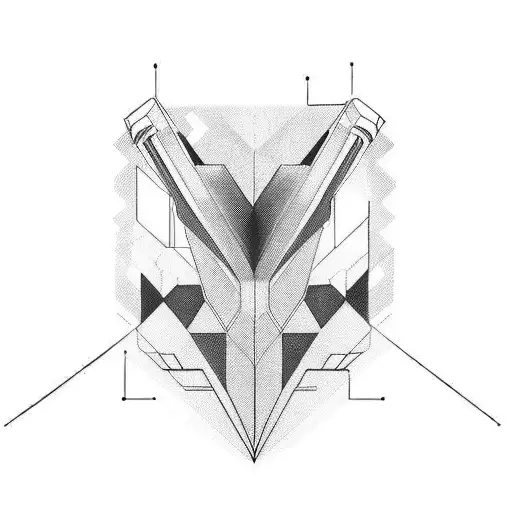 straight lines, from the neck to the shoulder and the arm maybe cyberpunk but minimalism. use the color red as well tattoo design idea