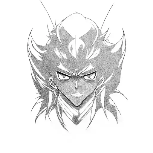 Anime character in a dramatic pose tattoo design idea