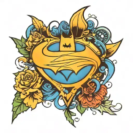 I want a small tattoo with the font of DC Comics. The colors will include yellow, black, and blue from Batman.  tattoo design idea