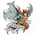 I want a small tattoo with the font of DC Comics. The colors will include yellow, and red from Flash.  tattoo design idea
